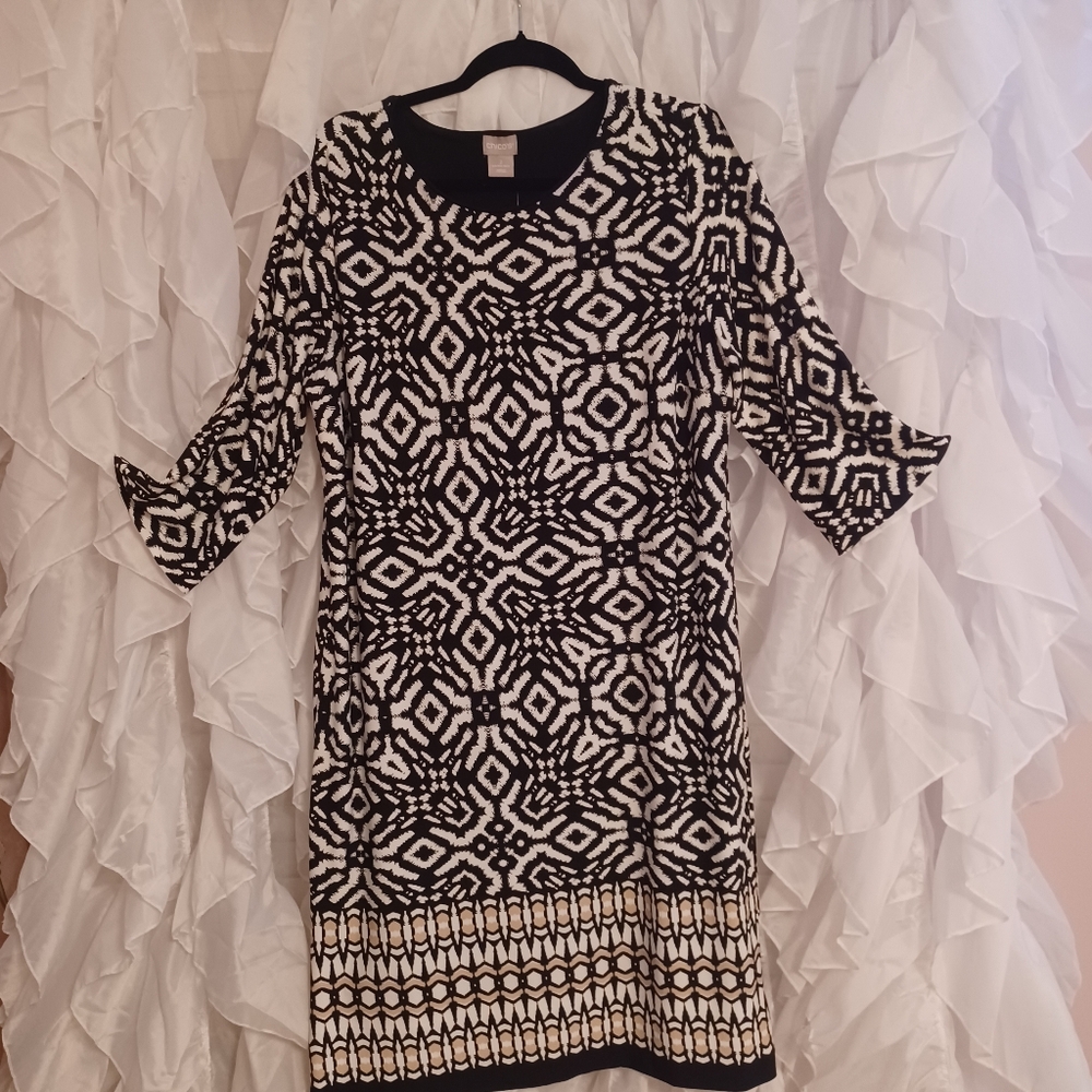Chico's Geometric Black and White Dress